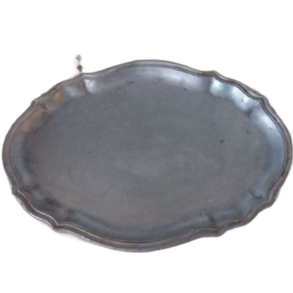 Vintage Pewter Arte Italica Peltro Scalloped Medium Oval Tray 13.5 x 9.5 - Picture 1 of 3
